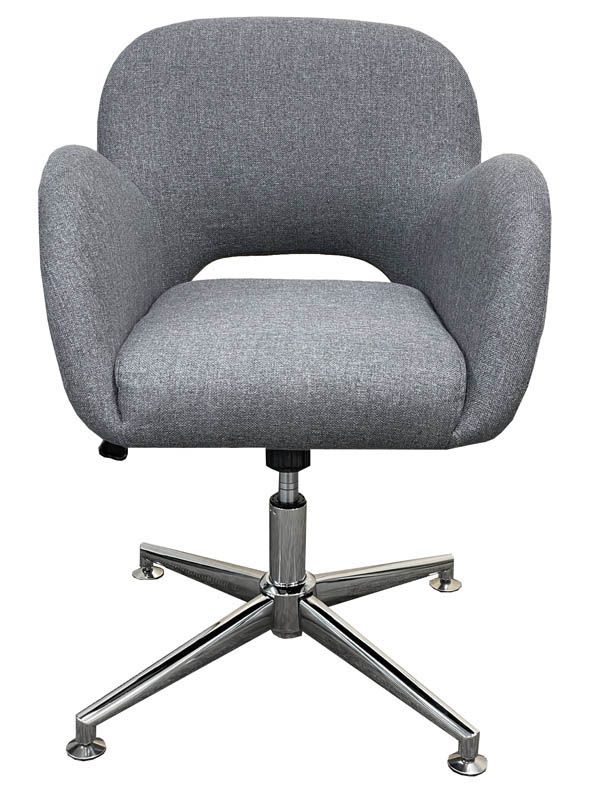 Gray Fabric Low Back Retro Swivel Guest Chair