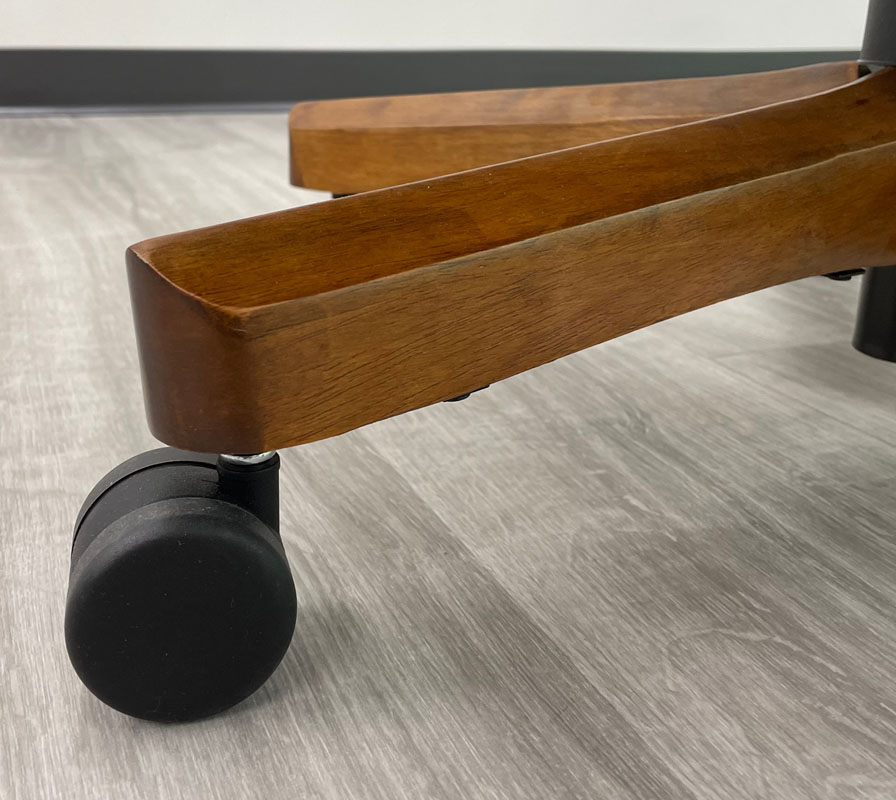 Wood Frame & Black Leather Office Chair