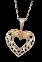 Black Hills Gold Filigree Heart & Rose Necklace | Landstrom's 03081-SS