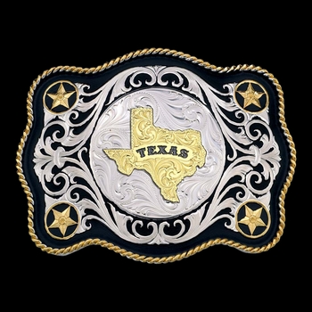 Scalloped Sheridan Style Western Belt Buckle Texas State (61360-610TX)
