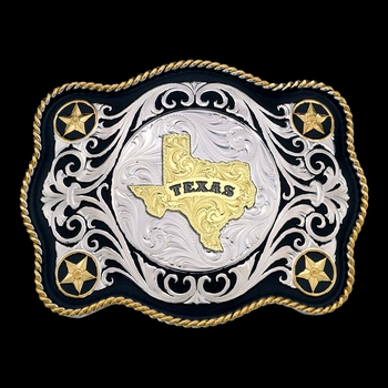 Scalloped Sheridan Style Western Belt Buckle Texas State (61360-610TX)