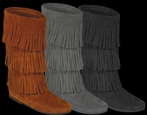 Suede Fringe Calf Boot by Minnetonka Moccasin