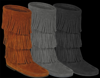 Suede Fringe Calf Boot by Minnetonka Moccasin