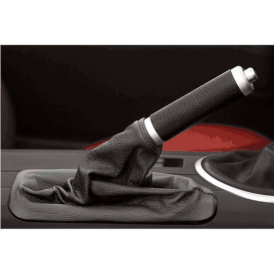 Mazda Miata Leather Hand Brake Handle by IL Motorsport Silver Bezels