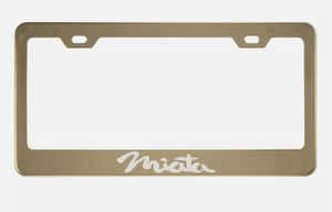 Gold License Plate Frame with Miata Logo