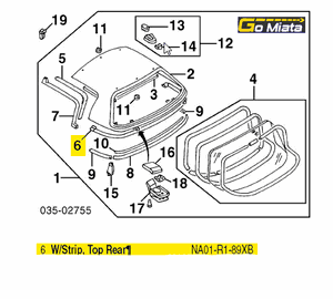 <FONT COLOR=" FF0000">*CLEARANCE ITEM*</FONT> Genuine Mazda Miata OEM Hard-Top Rear Weather Stripping 1990-2005