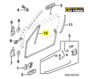 <FONT COLOR=" FF0000">*CLEARANCE ITEM*</FONT> Genuine OEM Mazda Miata Door Weather Stripping 1990-1997 