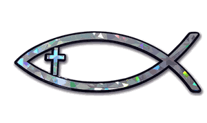 Christian Fish with Cross Reflective Decal Sticker Emblem