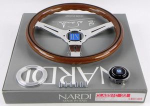 Nardi Steering Wheel - Classic - 330 mm (12.99 inch) - Wood - Polished Spokes