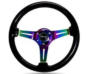 NRG Classic Black Wood Grain Steering Wheel Neochrome <FONT COLOR=" 1528EC">*SALE*</FONT>  