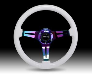 NRG Classic White Wood Grain Steering Wheel Neochrome <FONT COLOR=" 1528EC">*SALE*</FONT>  