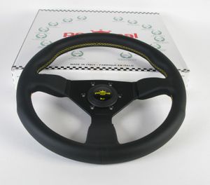 Personal Steering Wheel - Grinta - 330 mm (12.99 inch) - Black Leather - Yellow Stitching