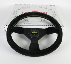 Personal Steering Wheel - Grinta - 330 mm (12.99 inch) - Black Suede Leather - Yellow Stitching