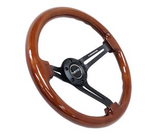 NRG Reinforced Deep Dish Brown Wood Grip Steering Wheel
