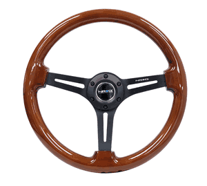 NRG Reinforced Deep Dish Brown Wood Grip Steering Wheel