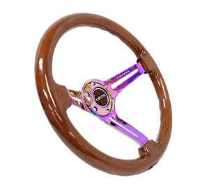 NRG Reinforced Deep Dish Brown Wood Grip Steering Wheel