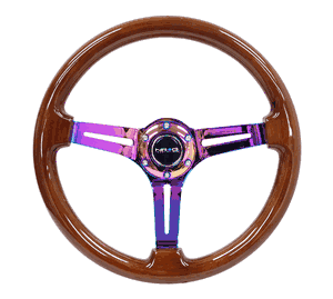 NRG Reinforced Deep Dish Brown Wood Grip Steering Wheel