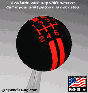 SPEED DAWG RACING Black / Red Rally Stripe Shift Knob