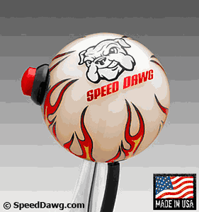 SPEED DAWG RACING Ivory Flame Shift Knob with 12 Volt Button Switch