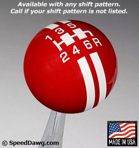 SPEED DAWG RACING Red / White Rally Stripe Shift Knob
