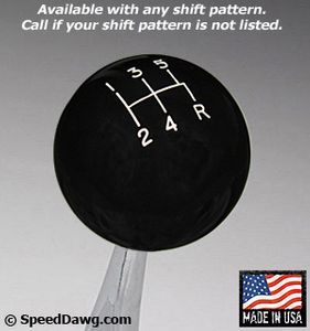 SPEED DAWG RACING RESTORATION Black Shift Knob with Engraved Shift Pattern