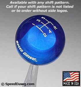 SPEED DAWG RACING Transparent Blue Shift Knob with Engraved Shift Pattern