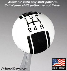 SPEED DAWG RACING White / Black Racing Stripe Shift Knob