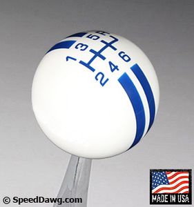SPEED DAWG RACING White / Blue Rally Stripe Shift Knob