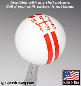SPEED DAWG RACING White / Orange Rally Stripe Shift Knob