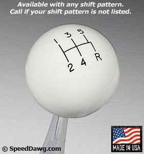 SPEED DAWG RACING White Shift Knob with Engraved Shift Pattern