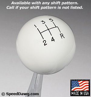 SPEED DAWG® RACING White Shift Knob with Engraved Shift Pattern