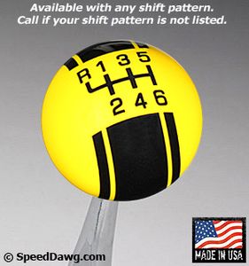 SPEED DAWG RACING Yellow / Black Racing Stripe Shift Knob