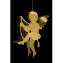 Brass Angel & Harp Christmas Tree Ornament