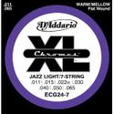 D'Addario ECG24-7 Chromes Flat Wound 7-String Electric Guitar Strings, Jazz Light, 11-65