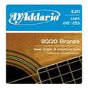 D'Addario EJ11 80/20 Bronze Acoustic Guitar Strings, Light, 12-53