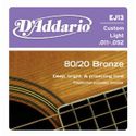 D'Addario EJ13 80/20 Bronze Acoustic Guitar Strings, Custom Light, 11-52