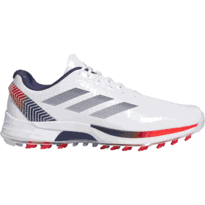 adidas Adizero ZG Spikeless Golf Shoes - 2025 White/Blue/Red