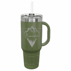 Custom Stainless Steel 40oz Colored Travel Mug w/Straw