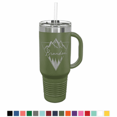 Custom Stainless Steel 40oz Colored Travel Mug w/Straw