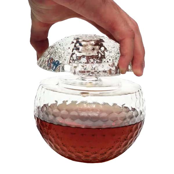 Golf Ball Decanter and Score Glass Set with Tray