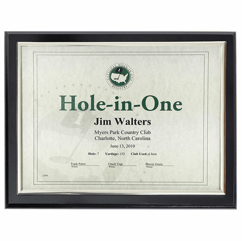 Hole-In-One Certificate Plaque - Gloss Black