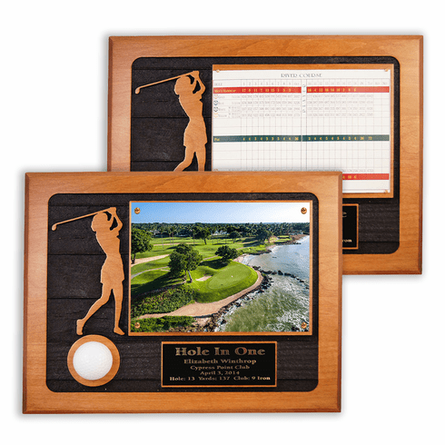 Ladies Eagle, Double Eagle, Best Round or Albatross Scorecard & Ball Plaque