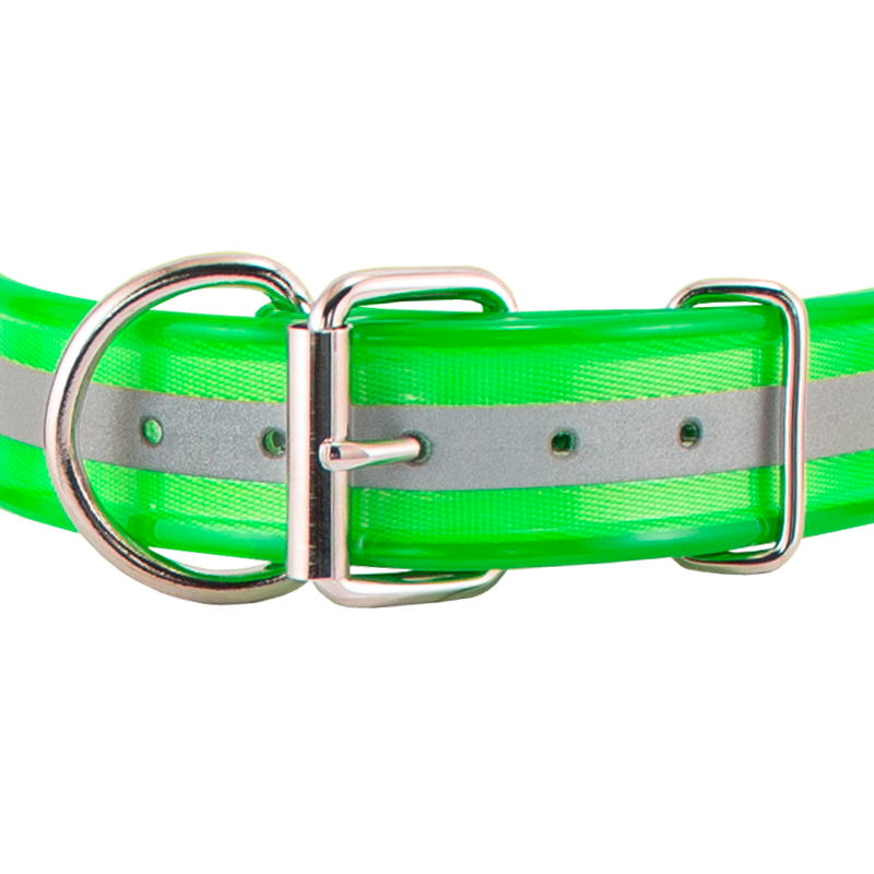 1 1/2 in. Beaded Reflective Dee-End Dog Collar Front of Buckle Detail