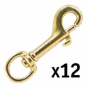 Solid Brass Bolt Snap w/ Round Eye 2 7/8 in. Long -- 12 Pack