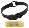 BLACKOUT 1 in. Black Leather Center-Ring Safety Dog Collar with Name Plate