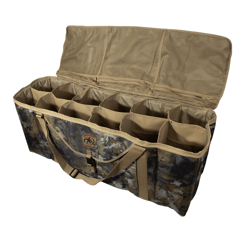 12-Slot Deluxe Duck Decoy Bag Open