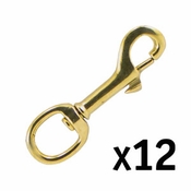 Solid Brass Bolt Snap w/ Round Eye 3 1/8 in. Long -- 12 Pack