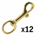 Solid Brass Bolt Snap w/ Round Eye 3 1/8 in. Long -- 12 Pack
