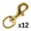 Solid Brass Bolt Snap w/ Round Eye 3 1/8 in. Long -- 12 Pack