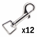Nickel Plated Bolt Snap w/ Flat Eye 2 3/4 in. Long -- 12 Pack